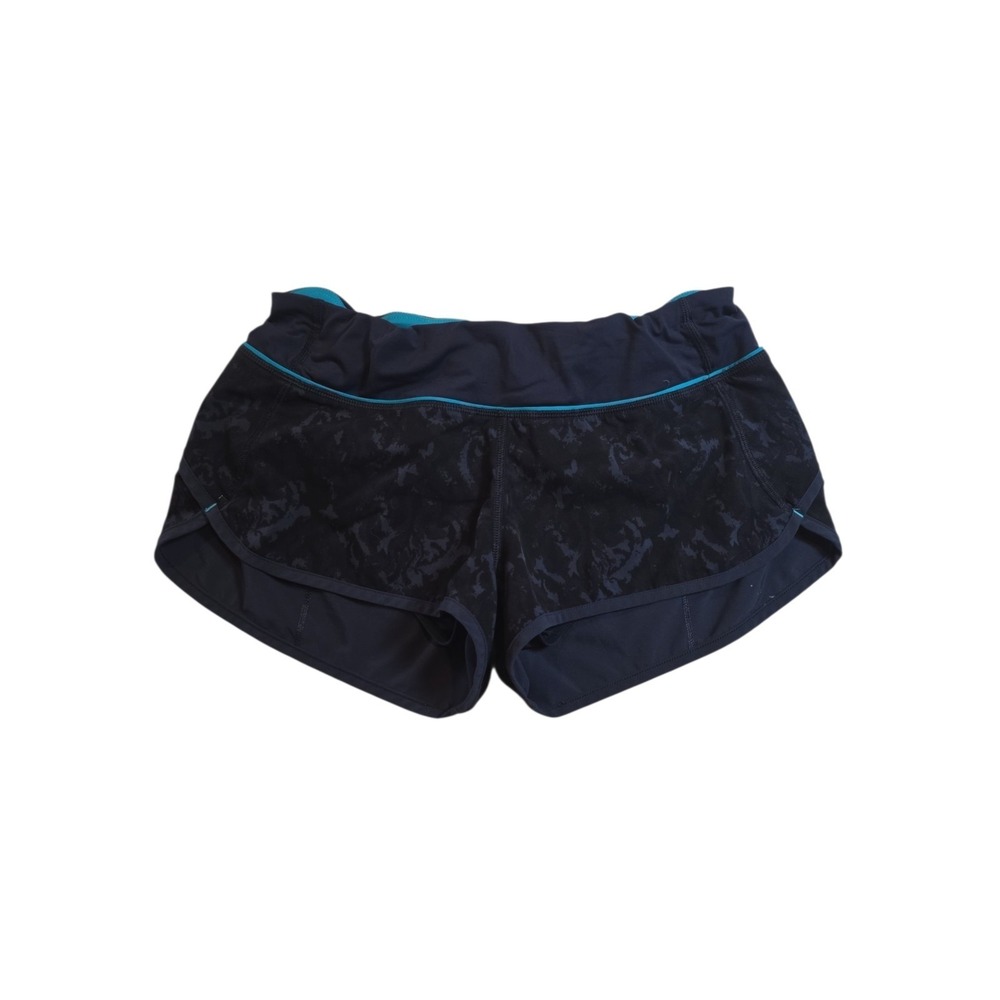 Lululemon Speed Shorts Womens 6 Black Gray Print Running Athletic Lined